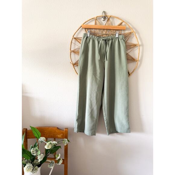 Marsh Landing High Waist Green Drawstring Comfy Cropped Pants w/ Pockets SMALL - Picture 1 of 7